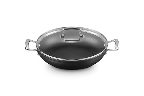 Le Creuset Aluminium-Antihaft Profipfanne mit Deckel, Ø 28 cm, Für alle Herdarten inkl. Induktion geeignet, Anthrazit/Silber, 51107280010502 von LE CREUSET