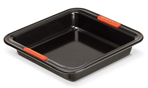 Le Creuset Antihaft Backform, Quadratisch, 23 x 23 x 5 cm, Sauerteigbeständig, Aus Karbonstahl gefertigt, Anthrazit/Orange, 94100929000000 von LE CREUSET