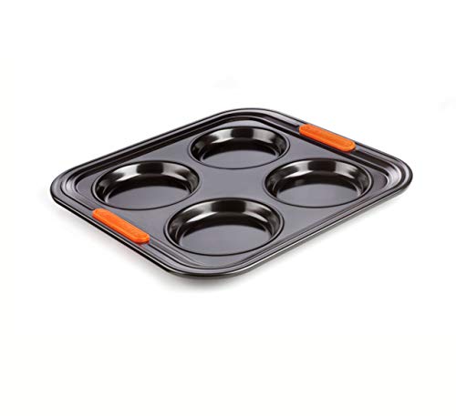 Le Creuset Antihaft Backform für Yorkshire-Pudding, Für 4 Stück (Ø 10 cm), Sauerteigbeständig, Aus Karbonstahl gefertigt, Anthrazit/Orange, 94101200000000 von LE CREUSET