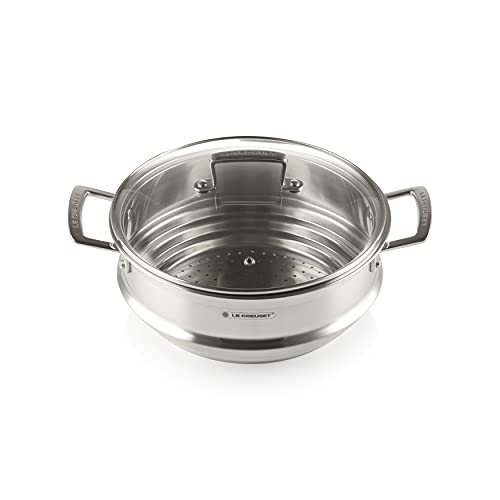 Le Creuset Multi-Dämpfeinsatz aus Edelstahl mit Glasdeckel, Ø 24 cm, 96101924001000 von LE CREUSET