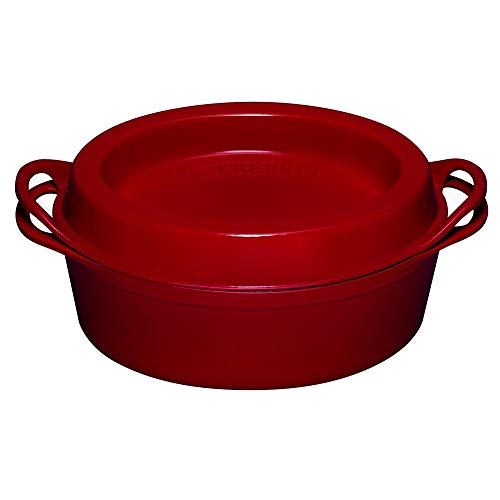 Le Creuset Gusseisen-Bräter Doufeu, Oval, Ø 32 cm, Für alle Herdarten und Induktion geeignet, Kirschrot, 25084320602460 von LE CREUSET