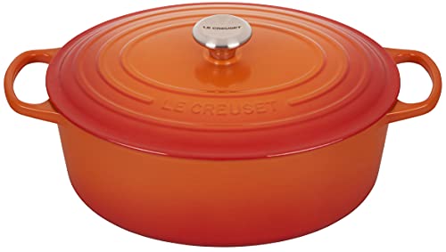 Le Creuset Signature Gusseisen-Bräter mit Deckel, Ø 33 cm, Oval, Für alle Herdarten und Induktion geeignet, Volumen: 7,5 l, 6,595 kg, Ofenrot, 21178330902430 von LE CREUSET