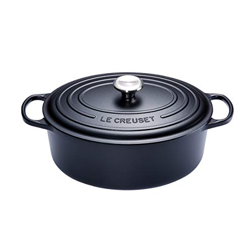 Le Creuset Signature Gusseisen-Bräter mit Deckel, Ø 33 cm, Oval, Für alle Herdarten und Induktion geeignet, Volumen: 7,5 l, 6,595 kg, Schwarz, 21178330000430 von LE CREUSET