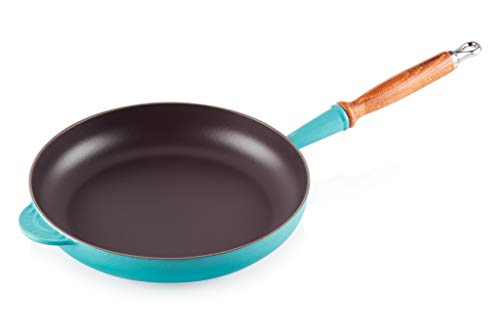 Le Creuset Gusseisen-Bratpfanne mit Holzgriff, Rund, Ø 28 cm, Für alle Herdarten inkl. Induktion geeignet, 3,28 kg, Karibik von LE CREUSET