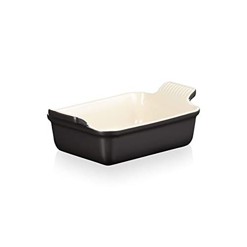 Le Creuset Rechteckige Auflaufform Tradition aus Steinzeug, 19 cm, 1.1 Liter, Schwarz matt, 71102190000001 von LE CREUSET