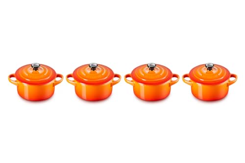 Le Creuset 4er-Set Mini Cocottes aus Steinzeug, je 200 ml, 10 x 5 cm, Ofenrot, 79212100900100 von LE CREUSET