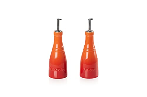 Le Creuset Öl- und Essig Set aus Steinzeug, Je 0,24 Liter, Ofenrot, 91001700090000 von LE CREUSET