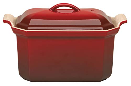 Le Creuset Pastetenform mit Presse aus Steinzeug, 20 cm, 0.8 L, Kirschrot, 91008408064000 von LE CREUSET