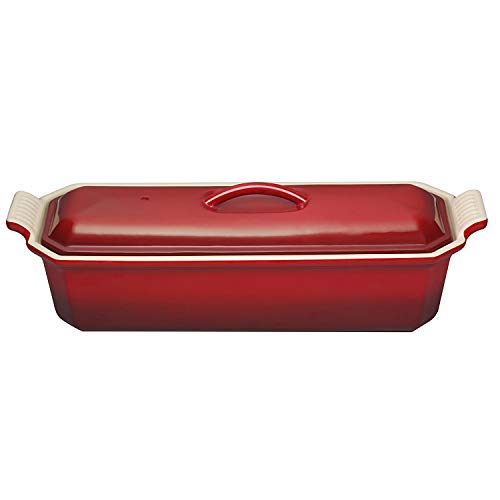 Le Creuset Pastetenform mit Presse aus Steinzeug, 28 x 11 cm, Kirschrot, 91008428064000 von LE CREUSET