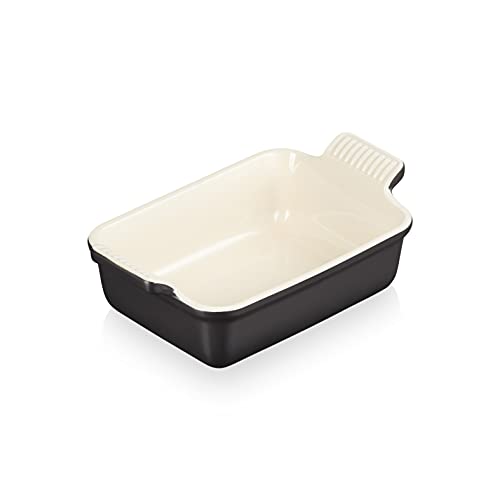 Le Creuset Rechteckige Auflaufform Tradition aus Steinzeug, 19 cm, 1.1 Liter, Schwarz glänzend, 71102191400001 von LE CREUSET