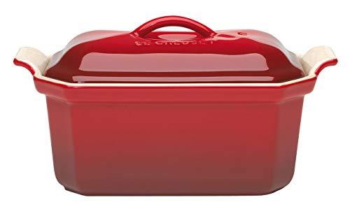 Le Creuset Pastetenform mit Presse aus Steinzeug, 16 cm, 0.6 L, Kirschrot, 91008406064000 von LE CREUSET