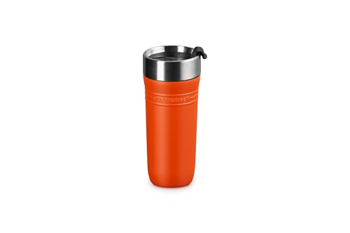 Le Creuset Reisebecher, Trinkflasche, 350 ml, Orange, Edelstahl, vakuumisoliert, Warm- und Kältehaltung, breite Öffnung, leicht zu reinigen, leicht zu reinigen unterwegs von LE CREUSET