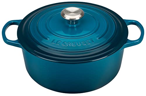 Le Creuset Runder Dutch Oven, emailliertes Gusseisen, 5,5 l, tiefes Blaugrün von LE CREUSET
