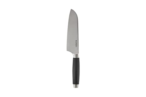 Le Creuset Santoku Messer, 18 cm 18/8 Edelstahlklinge mit glattem Schliff, Kunststoffgriff, Rostfrei, Schwarz/Silber, 98000218000300 von LE CREUSET