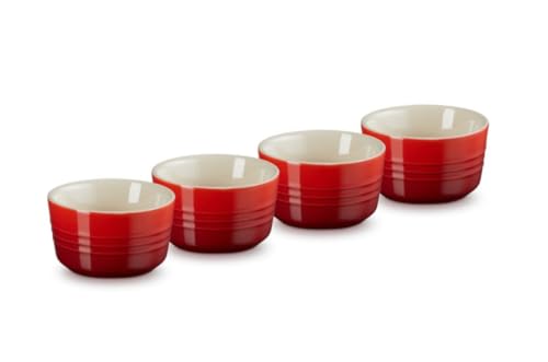 Le Creuset 4-er Set Mini Förmchen aus Steinzeug, je 100 ml, Kirschrot, 79109100600000 von LE CREUSET