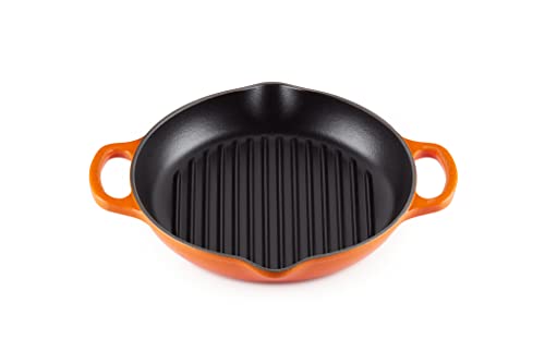 Le Creuset Signature Hohe runde Grillpfanne aus Gusseisen, für alle Herdarten und Backöfen, 25 cm, Ofenrot, 20208250900422 von LE CREUSET