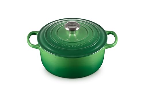 Le Creuset Signature Gusseisen-Bräter mit Deckel, Ø 24 cm, Rund, Für alle Herdarten und Induktion geeignet, Volumen: 4,2 l, 4,305 kg, Bamboo, 21177244082430 von LE CREUSET