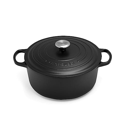 Le Creuset Signature Gusseisen-Bräter mit Deckel, Ø 28 cm, Rund, Für alle Herdarten und Induktion geeignet, Volumen: 6,7 l, 6,125 kg, Schwarz, 21177280000430 von LE CREUSET