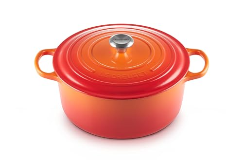 Le Creuset Signature Gusseisen-Bräter mit Deckel, Ø 30 cm, Rund, Für alle Herdarten und Induktion geeignet, Volumen: 8.1 l, 7,165 kg, Ofenrot, 21177300902430 von LE CREUSET