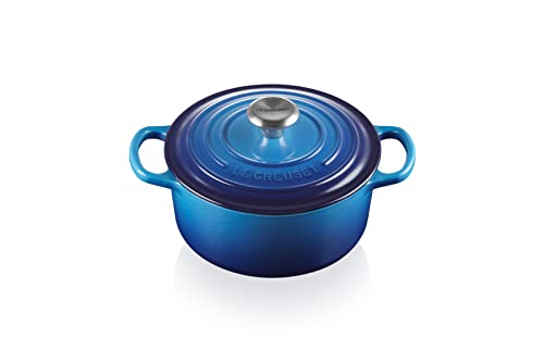 Le Creuset Signature Gusseisen-Bräter mit Deckel, Ø 18 cm, Rund, Für alle Herdarten und Induktion geeignet, Volumen: 1,8 l, 2,572 kg, Azure, 21177182202430, 21177182202430 von LE CREUSET