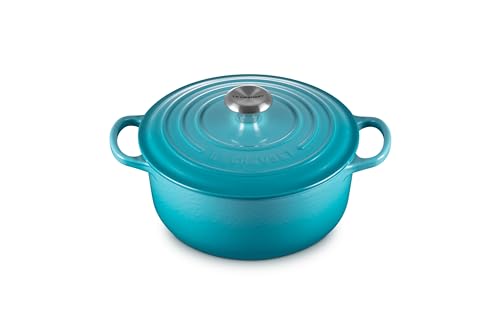 Le Creuset Signature Gusseisen-Bräter mit Deckel, Ø 20 cm, Rund, Für alle Herdarten und Induktion geeignet, Volumen: 2,4 l, 3,092 kg, Karibik, 21177201702430 von LE CREUSET