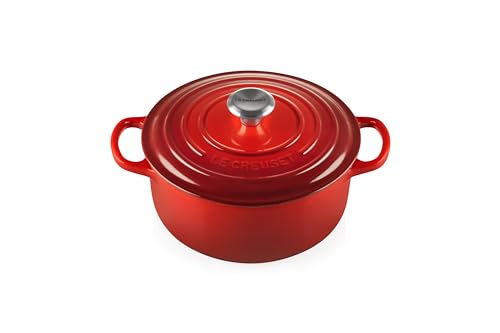 Le Creuset Signature Gusseisen-Bräter mit Deckel, Ø 20 cm, Rund, Für alle Herdarten und Induktion geeignet, Volumen: 2,4 l, 3,092 kg, Kirschrot, 21177200602430 von LE CREUSET