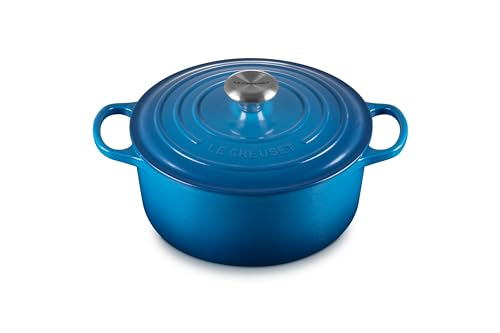 Le Creuset Signature Gusseisen-Bräter mit Deckel, Ø 24 cm, Rund, Für alle Herdarten und Induktion geeignet, Volumen: 4,2 l, 4,305 kg, Marseille von LE CREUSET