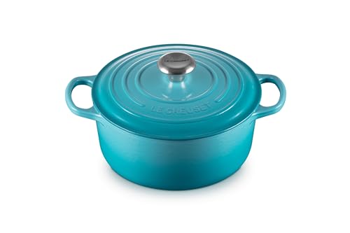 Le Creuset Signature Gusseisen-Bräter mit Deckel, Ø 24 cm, Rund, Für alle Herdarten und Induktion geeignet, Volumen: 4,2 l, 4,305 kg, Karibik, 21177241702430 von LE CREUSET