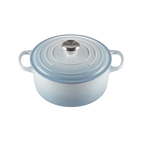 Le Creuset Signature Gusseisen-Bräter mit Deckel, Ø 26 cm, Rund, Für alle Herdarten und Induktion geeignet, Volumen: 5,3 l, 5,135 kg, Coastal Blue, 21177264202430 von LE CREUSET