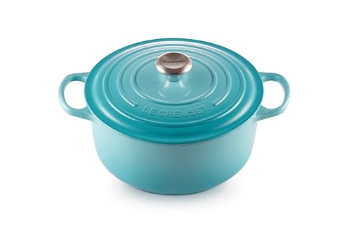 Le Creuset Signature Gusseisen-Bräter mit Deckel, Ø 26 cm, Rund, Für alle Herdarten und Induktion geeignet, Volumen: 5,3 l, 5,135 kg, Karibik, 21177261702430 von LE CREUSET