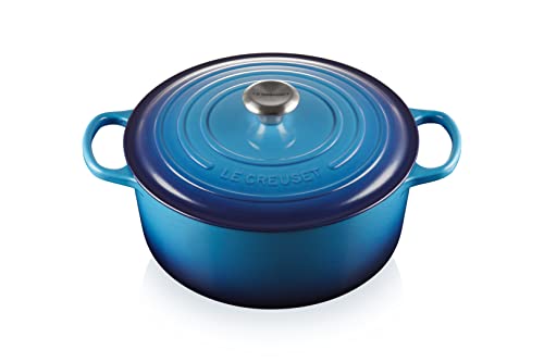 Le Creuset Signature Gusseisen-Bräter mit Deckel, Ø 28 cm, Rund, Für alle Herdarten und Induktion geeignet, Volumen: 6,7 l, 6,125 kg, Azure, 21177282202430 von LE CREUSET