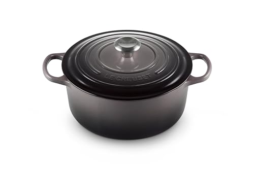 Le Creuset Signature Gusseisen-Bräter mit Deckel, Ø 28 cm, Rund, Für alle Herdarten und Induktion geeignet, Volumen: 6,7 l, 6,125 kg, Flint, 21177284442430 von LE CREUSET