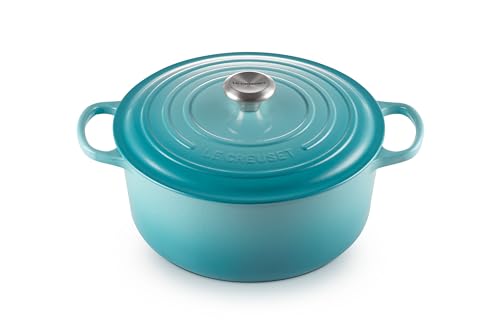 Le Creuset Signature Gusseisen-Bräter mit Deckel, Ø 28 cm, Rund, Für alle Herdarten und Induktion geeignet, Volumen: 6,7 l, 6,125 kg, Karibik, 21177281702430 von LE CREUSET