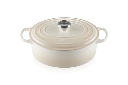 Le Creuset Signature Gusseisen-Bräter mit Deckel, Ø 29 cm, Oval, Für alle Herdarten und Induktion geeignet, Volumen: 4,7 l, 4,675 kg, Meringue, 21178297164430 von LE CREUSET