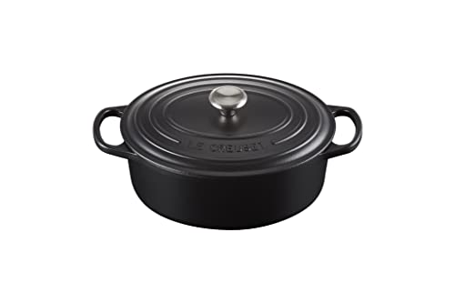 Le Creuset Signature Gusseisen-Bräter mit Deckel, Ø 29 cm, Oval, Für alle Herdarten und Induktion geeignet, Volumen: 4,7 l, 4,675 kg, Schwarz, 21178290000430 von LE CREUSET