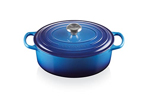 Le Creuset Signature Gusseisen-Bräter mit Deckel, Ø 31 cm, Oval, Für alle Herdarten und Induktion geeignet, Volumen: 6,3 l, 5,705 kg, Azure, 21178312202430 von LE CREUSET