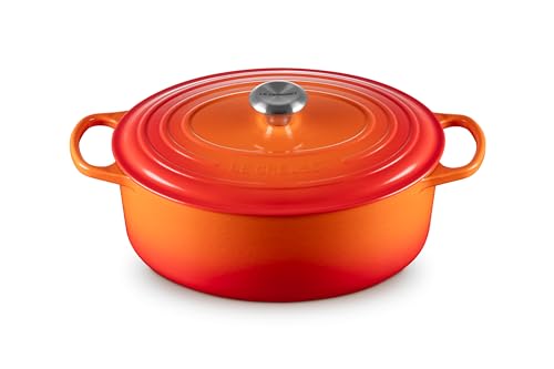 Le Creuset Signature Gusseisen-Bräter mit Deckel, Ø 31 cm, Oval, Für alle Herdarten und Induktion geeignet, Volumen: 6,3 l, 5,705 kg, Ofenrot, 21178310902430 von LE CREUSET