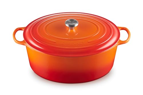 Le Creuset Signature Gusseisen-Bräter mit Deckel, Ø 40 cm, Oval, Für alle Herdarten und Induktion geeignet, Volumen: 13,9 l, 10,025 kg, Ofenrot, 21178400902430 von LE CREUSET