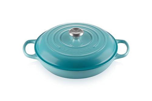 Le Creuset Signature Gusseisen Gourmet-Profitopf, Rund, Ø 30 cm, 3,5 l, Für alle Herdarten inkl. Induktion geeignet, 5,555 kg, Karibik, 21180301702430 von LE CREUSET