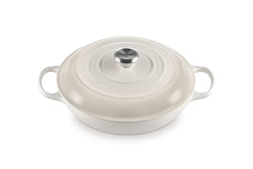 Le Creuset Signature Gusseisen Gourmet-Profitopf, Rund, Ø 30 cm, 3,5 l, Für alle Herdarten inkl. Induktion geeignet, 5,555 kg, Meringue, 21180307164430 von LE CREUSET