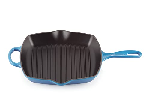 Le Creuset Signature Gusseisen-Grillpfanne, Quadratisch, 26 cm, Für alle Herdarten inkl. Induktion geeignet, 2,86 kg, Azure, 20183262200422 von LE CREUSET