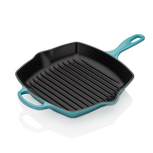 Le Creuset Signature Gusseisen-Grillpfanne, Quadratisch, 26 cm, Für alle Herdarten inkl. Induktion geeignet, 2,86 kg, Karibik, 20183261700422 von LE CREUSET