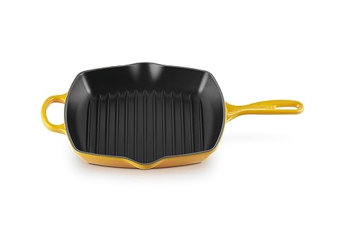 Le Creuset Signature Gusseisen-Grillpfanne, Quadratisch, 26 cm, Für alle Herdarten inkl. Induktion geeignet, 2,86 kg, Nectar, 20183266720422 von LE CREUSET