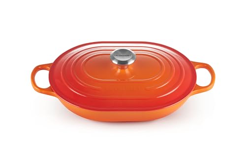 Le Creuset SignatureOblong aus Gusseisen mit Hilfsgriff, für alle Herdarten und Backöfen, 31 cm, 3,4 Liter, Ofenrot, 21112310902430 von LE CREUSET