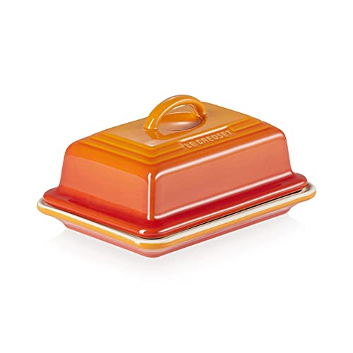 Le Creuset Steinzeug Butterdose, 900 g, 17 x 12.5 x 9 cm, Ofenrot von LE CREUSET