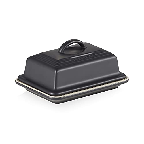 Le Creuset Steinzeug Butterdose, 900 g, 17 x 12.5 x 9 cm, Schwarz matt von LE CREUSET