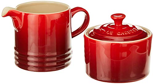 Le Creuset Steinzeug Creme und Zucker, 2-teiliges Set, Kirschrot von LE CREUSET