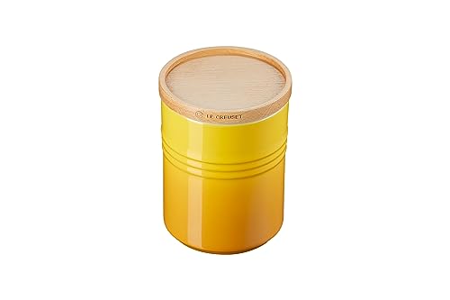 Le Creuset Steinzeug Mittelgroße Vorratsdose mit Holz-Deckel, Steinzeug, 540 ml, 10 cm, Nectar, 60825546720099 von LE CREUSET