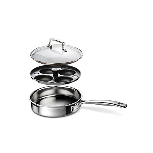 Le Creuset Unbeschichtete Sautépfanne mit Pochiereinsatz aus 3-ply Edelstahl, 20 x 5 cm, 96204220001000 von LE CREUSET