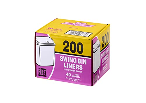 Le Cube RY01765 480 Säcke für Mülleimer mit Schwingdeckel, 40 l Fassungsvermögen, 200 Stück (Verpackung kann variieren) von CATERPACK BY ROBINSON YOUNG